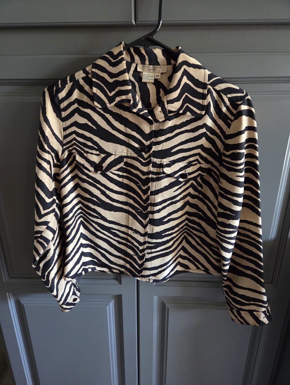TRANSITIONS SILK TOP JACKET BUTTON DOWN PP